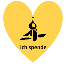 Spendenbutton Logo Kirchengemeinde in gelbem Herz