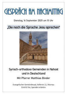 Plakat mit Bild einer syrischen Kirche