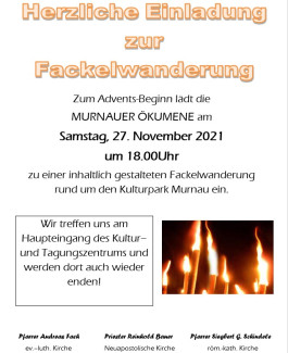 Einladung Fackelwanderung 27.11.21 Treffpunkt KTM 18 Uhr