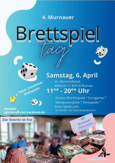 Werbeplakat für den Brettspieltag am 6.4.2024