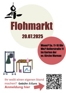 Werbeplakat für den Flohmarkt am 20.7.25