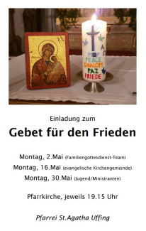 Plakat Gebet für den Frieden