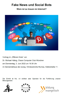 Plakat für den Vortrag zu Fake News ud Social Bots