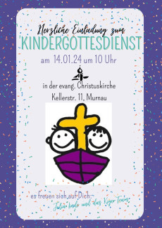 Das Kindergottesdienst-Logo als Werbung für den Kindergottesdienst am 14.1.24