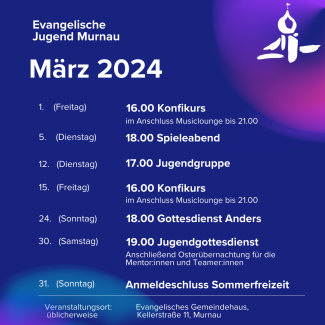 Die Daten der evangelischen Jugend auf violettem Hintergrund