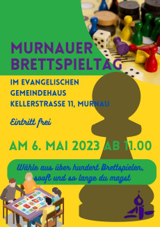 Ein gelb-grünes Plakat mit eienr Spielfigur drauf