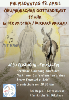 Jesus und ein Esel von hinten, Plakat für Palmsonntag 2025