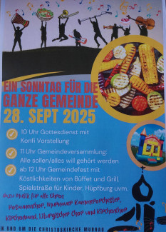 Werbung für das Gemeindefest am 28