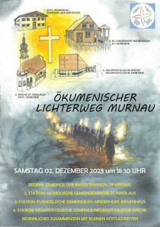 PLakat für den ökumenischen Lichterweg am 2.12.23